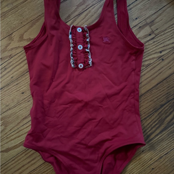 Burberry Girls 8y one piece swim bathing suit red ruffle plaid - Picture 2 of 4